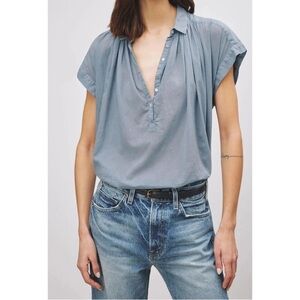 Nili Lotan Normandy Soild Shirt Tunic Top Cotton Oversized Kimono